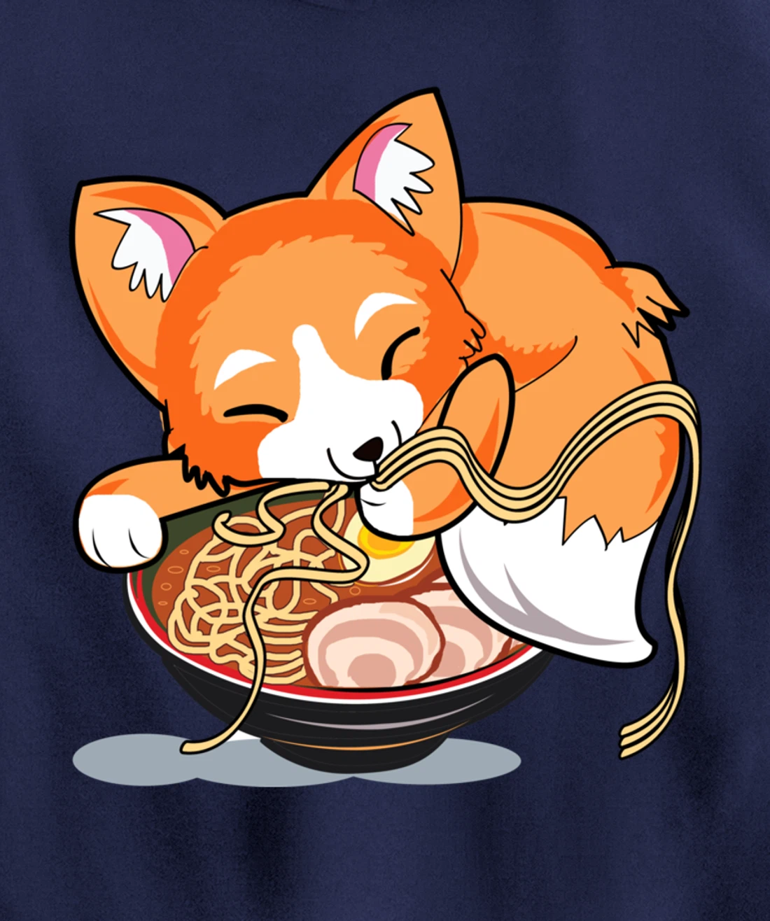 Ramen Noodles Fox Lover Kawaii Japanese Anime Pullover Hoodie