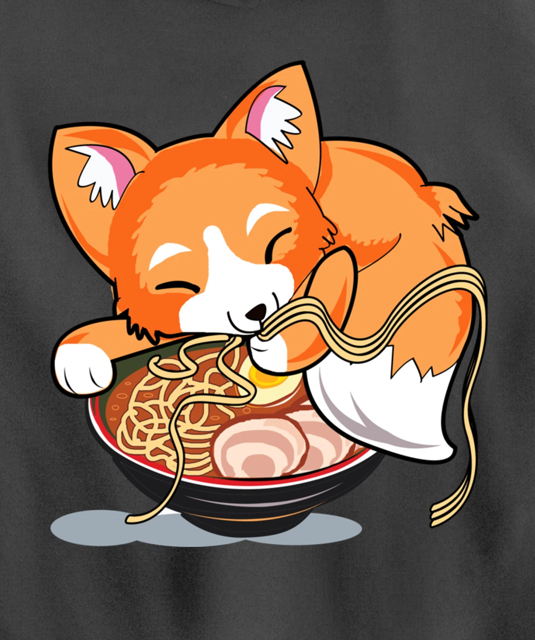 Ramen Noodles Fox Lover Kawaii Japanese Anime Pullover Hoodie