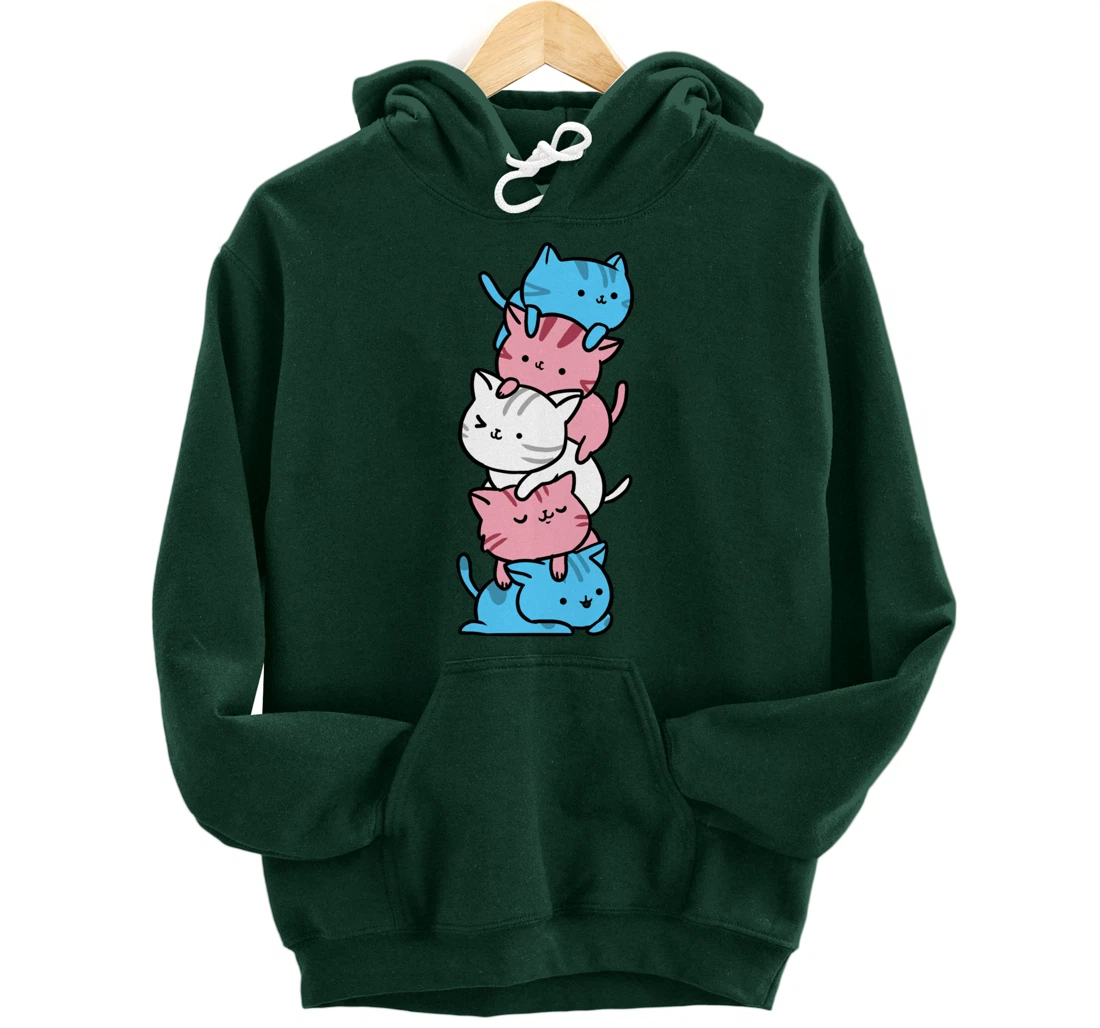 Kawaii Cat Pile Transgender Gift Pullover Hoodie