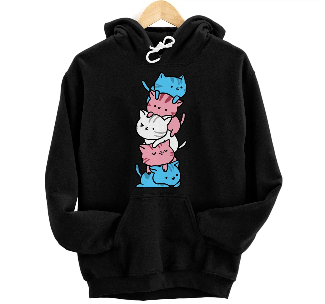 Kawaii Cat Pile Transgender Gift Pullover Hoodie