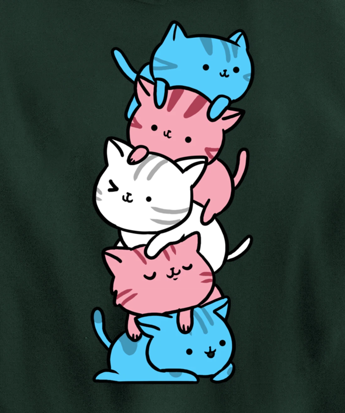 Kawaii Cat Pile Transgender Gift Pullover Hoodie