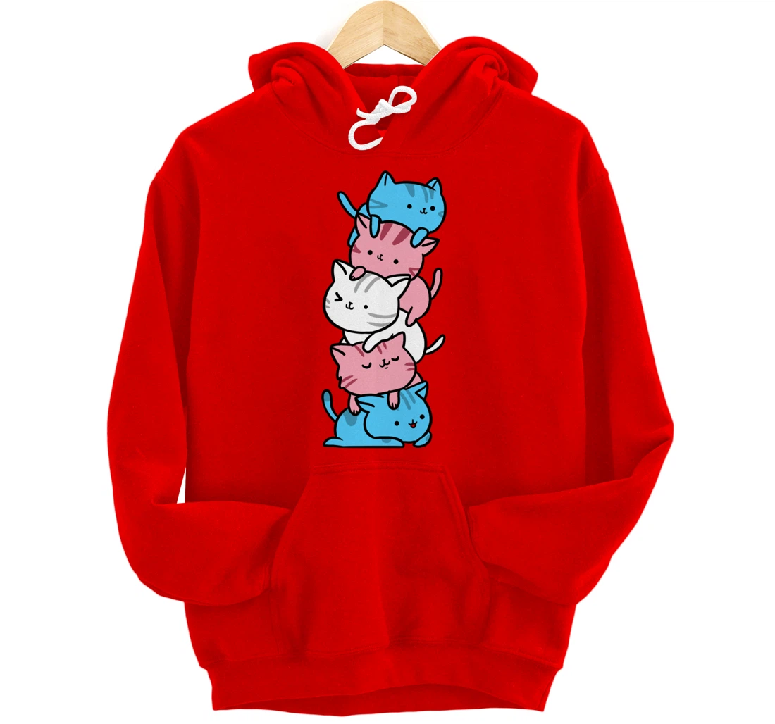 Kawaii Cat Pile Transgender Gift Pullover Hoodie