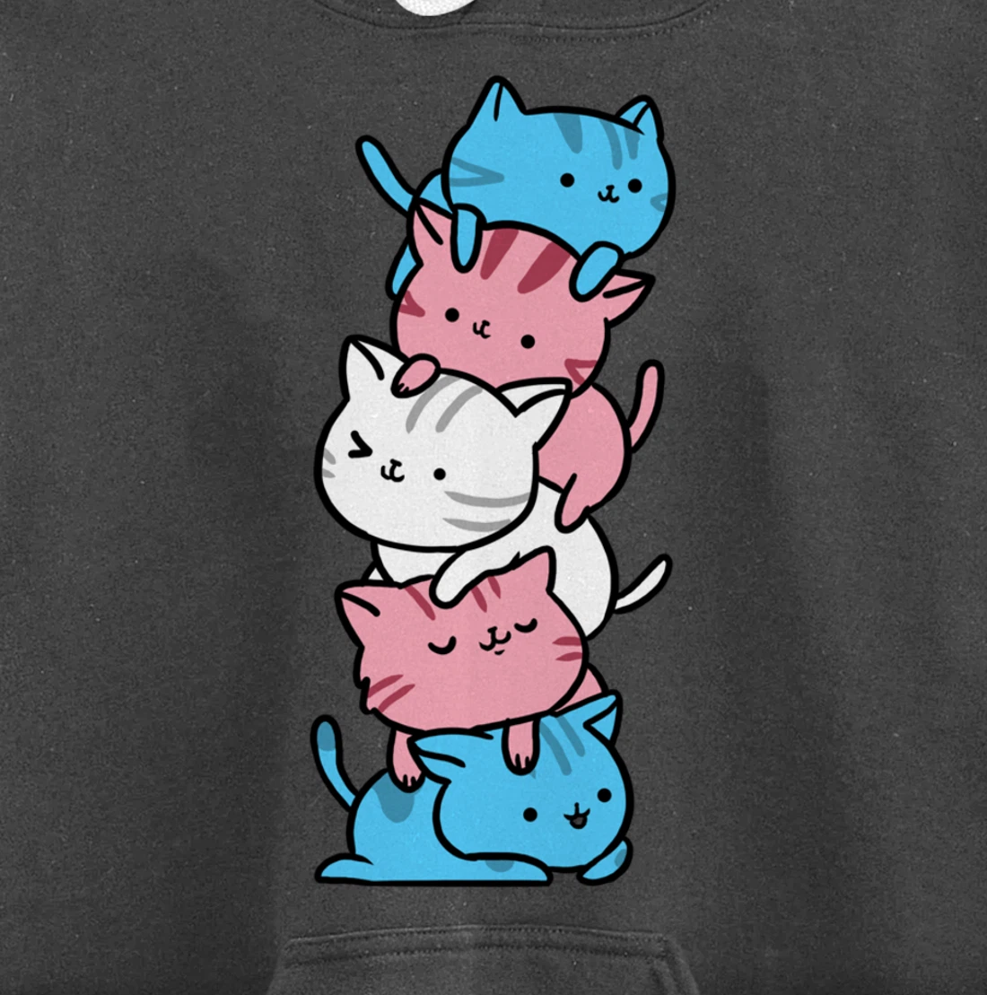 Kawaii Cat Pile Transgender Gift Pullover Hoodie
