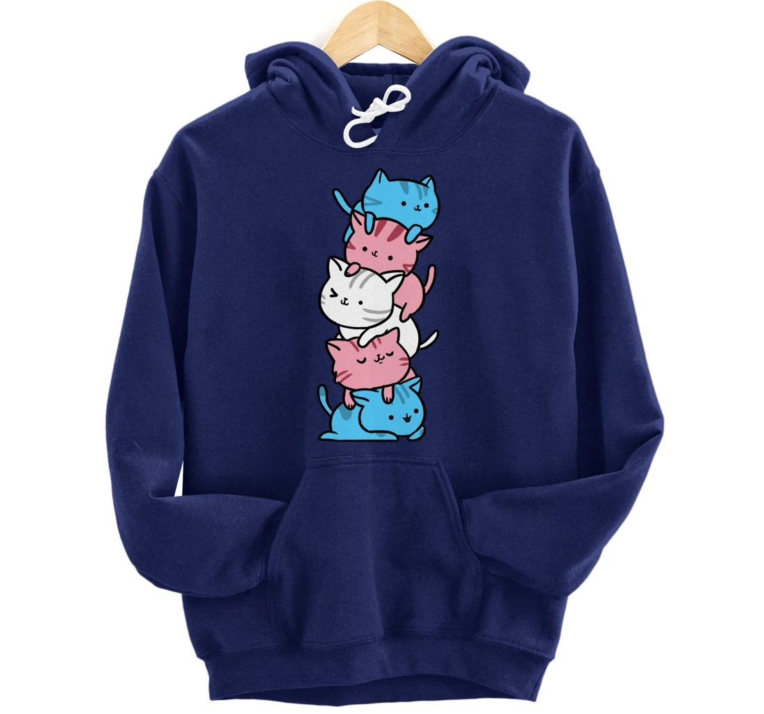 Kawaii Cat Pile Transgender Gift Pullover Hoodie