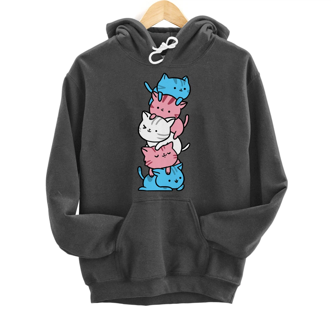 Kawaii Cat Pile Transgender Gift Pullover Hoodie