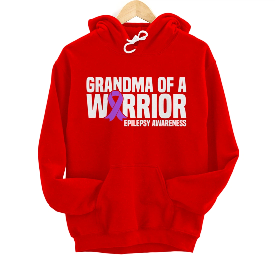Grandma of a Warrior Purple Ribbon Epilepsy Awareness Pullover Hoodie