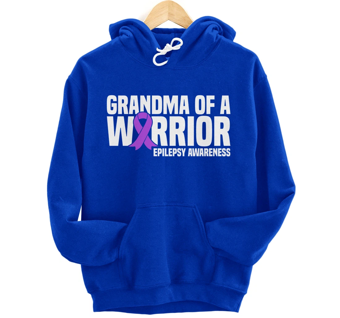 Grandma of a Warrior Purple Ribbon Epilepsy Awareness Pullover Hoodie
