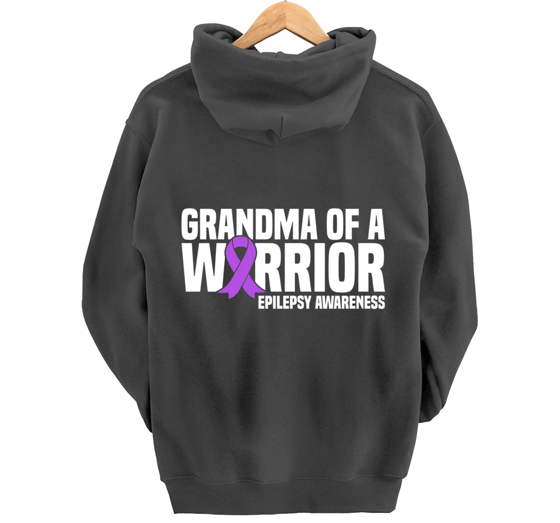 Grandma of a Warrior Purple Ribbon Epilepsy Awareness Pullover Hoodie