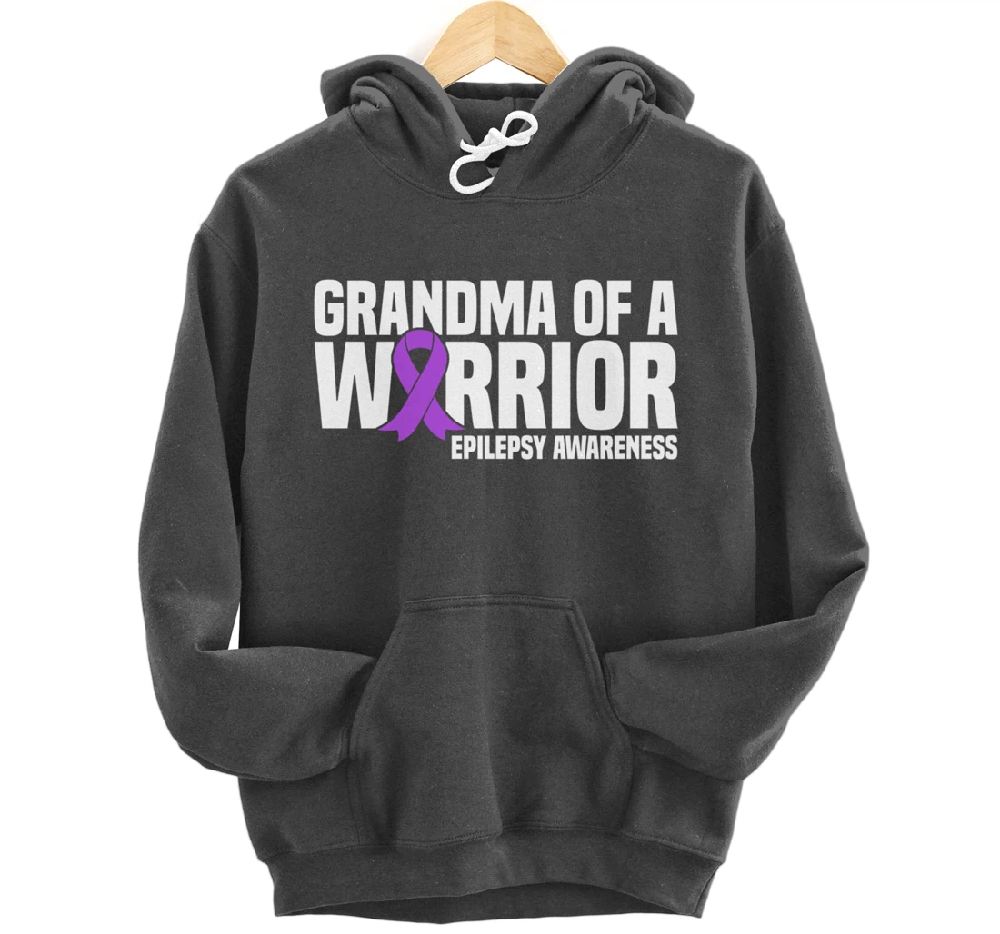 Grandma of a Warrior Purple Ribbon Epilepsy Awareness Pullover Hoodie