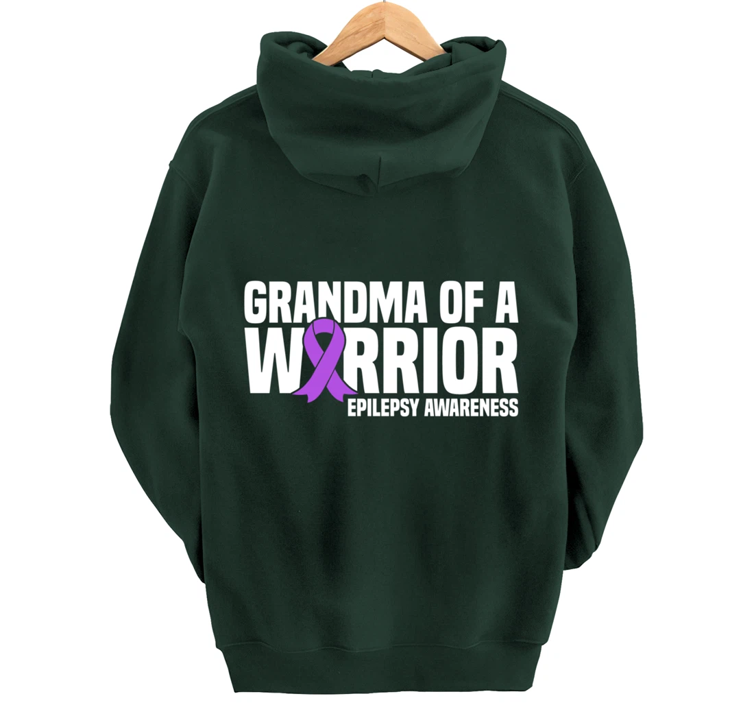 Grandma of a Warrior Purple Ribbon Epilepsy Awareness Pullover Hoodie