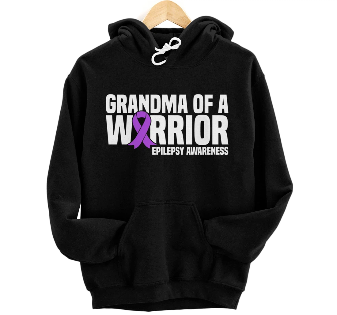 Grandma of a Warrior Purple Ribbon Epilepsy Awareness Pullover Hoodie