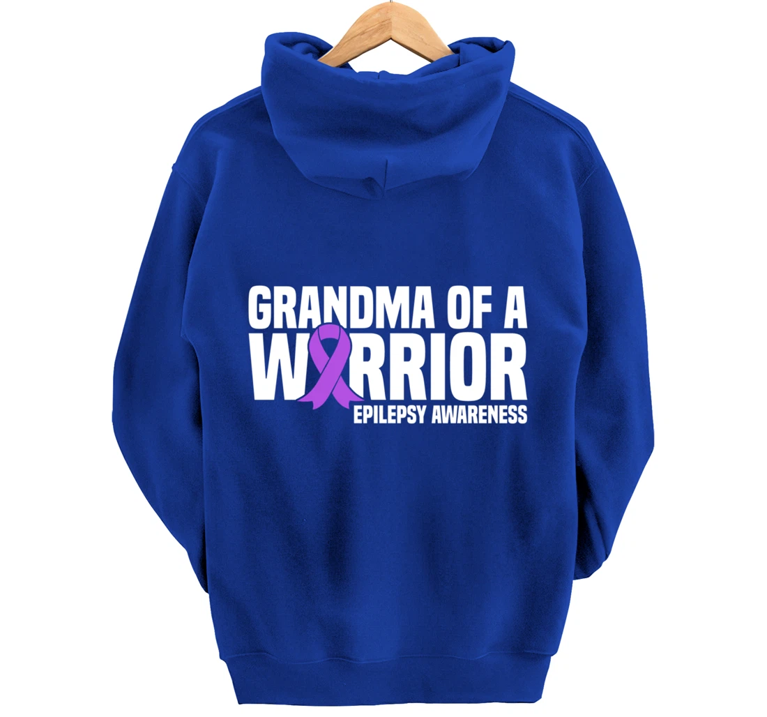 Grandma of a Warrior Purple Ribbon Epilepsy Awareness Pullover Hoodie
