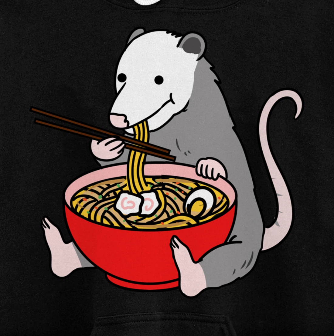 Opossum Eating Ramen Opossum Gift Pullover Hoodie