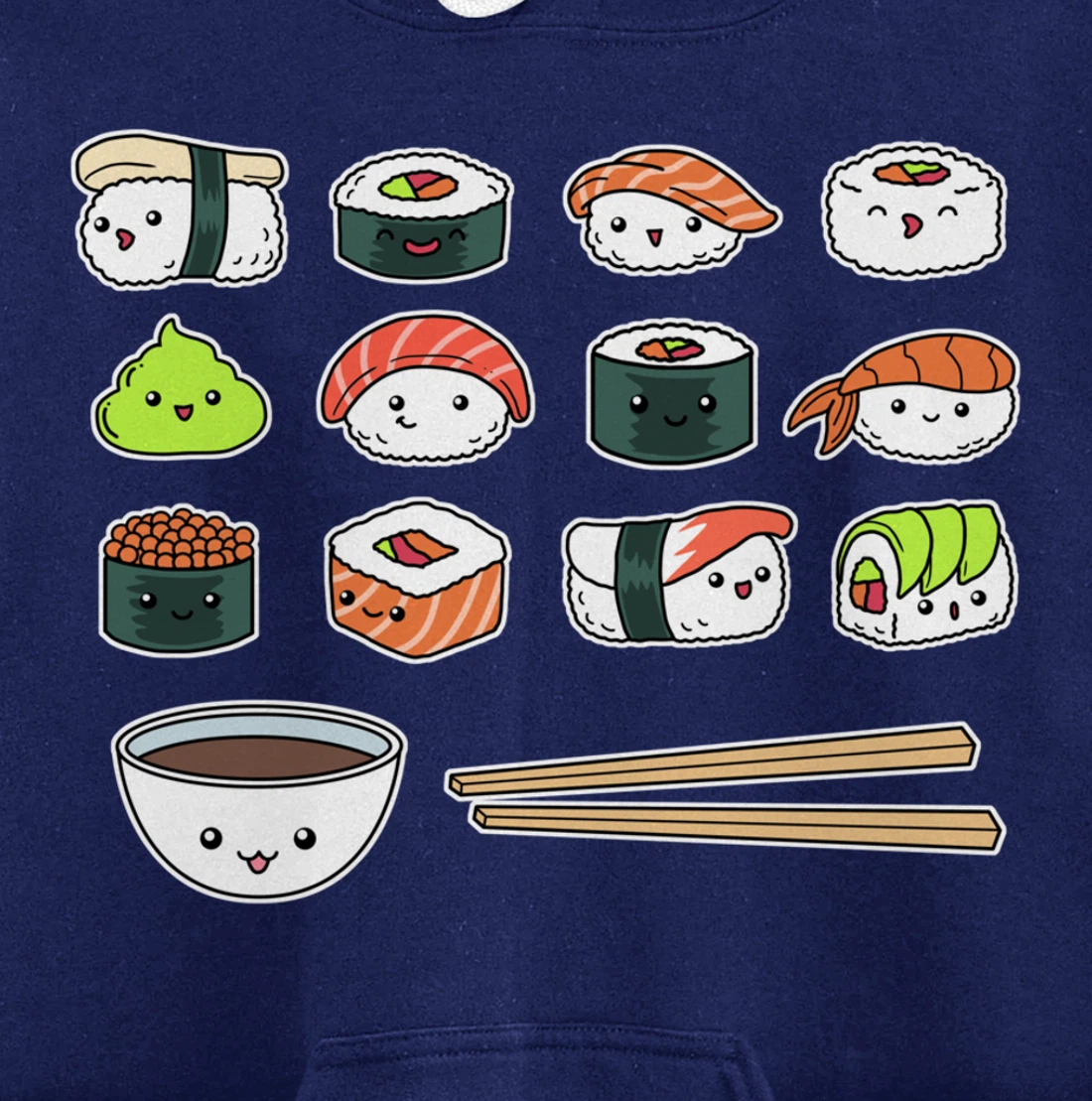 Happy Sushi Shirt Cute Fun Japanese Food Kawaii Anime Pullover Hoodie