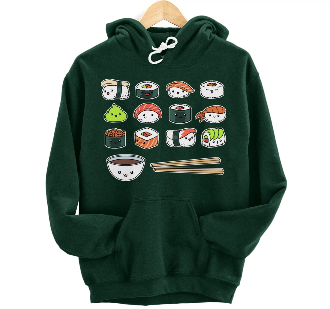 Happy Sushi Shirt Cute Fun Japanese Food Kawaii Anime Pullover Hoodie