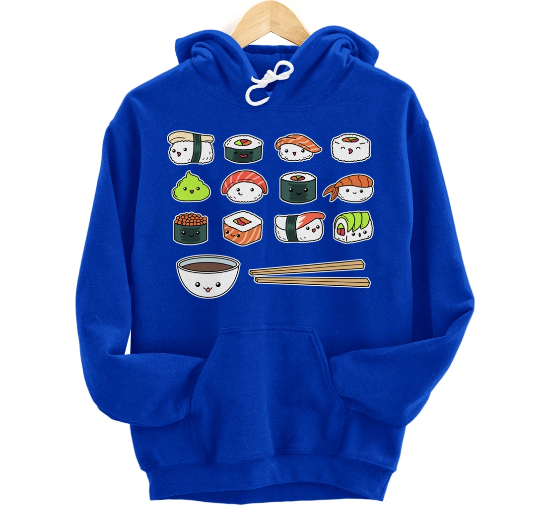Happy Sushi Shirt Cute Fun Japanese Food Kawaii Anime Pullover Hoodie