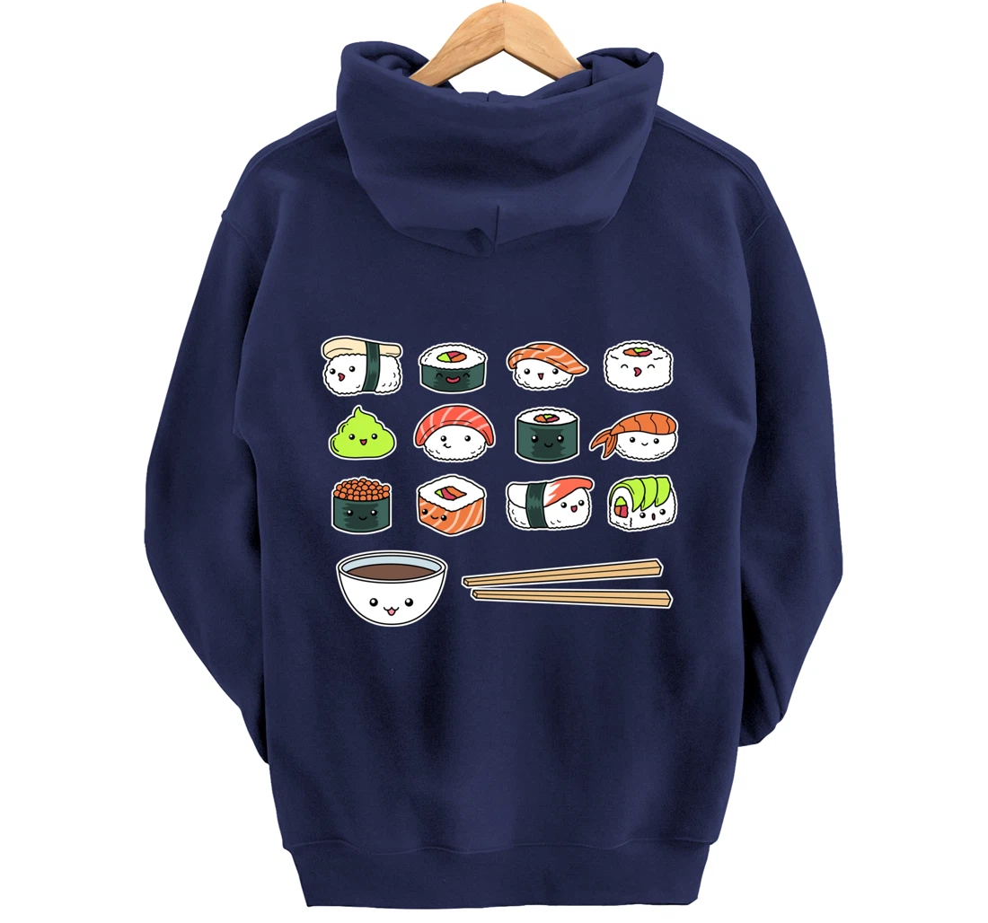 Happy Sushi Shirt Cute Fun Japanese Food Kawaii Anime Pullover Hoodie