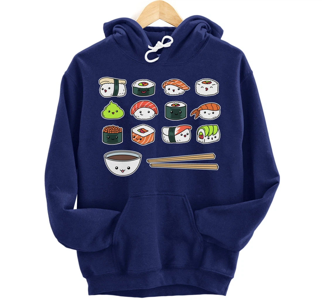 Happy Sushi Shirt Cute Fun Japanese Food Kawaii Anime Pullover Hoodie