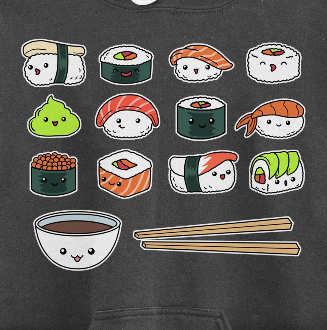 Happy Sushi Shirt Cute Fun Japanese Food Kawaii Anime Pullover Hoodie