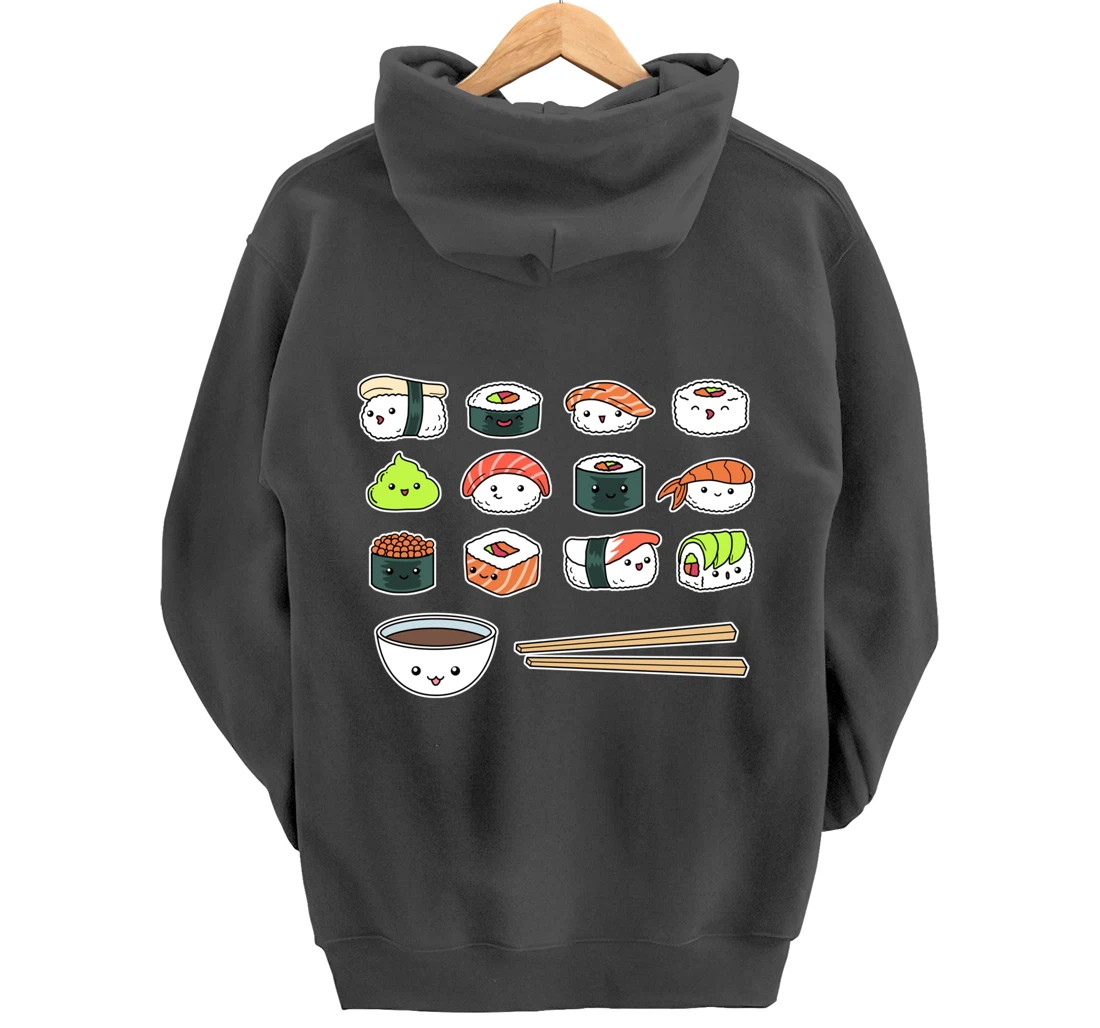 Happy Sushi Shirt Cute Fun Japanese Food Kawaii Anime Pullover Hoodie