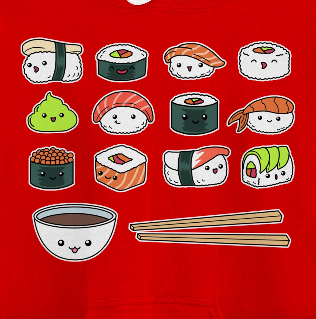 Happy Sushi Shirt Cute Fun Japanese Food Kawaii Anime Pullover Hoodie