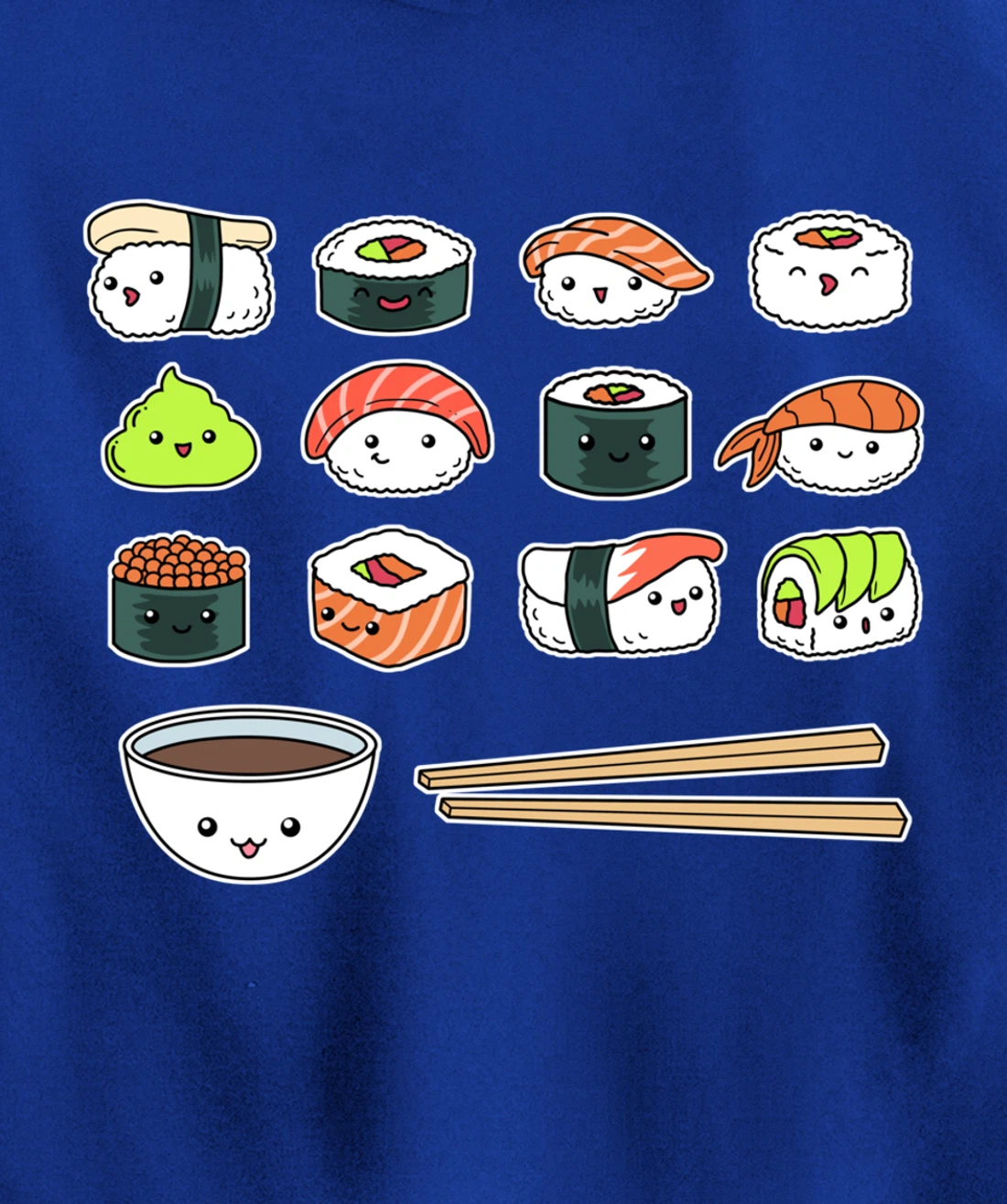 Happy Sushi Shirt Cute Fun Japanese Food Kawaii Anime Pullover Hoodie