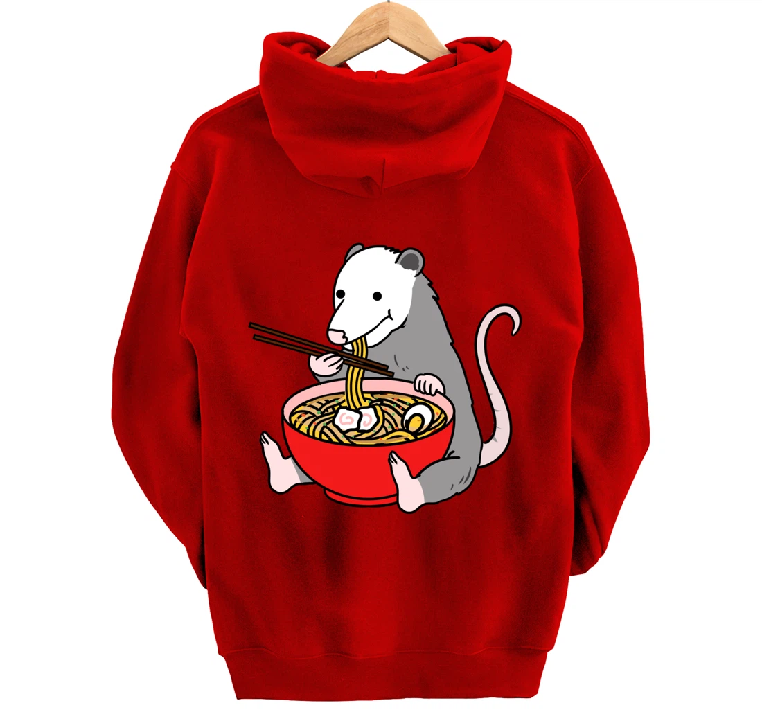 Opossum Eating Ramen Opossum Gift Pullover Hoodie