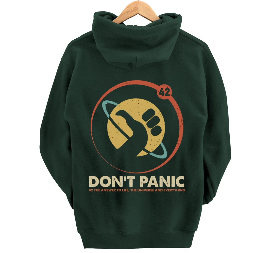 42 Answer to Life Universe Everything Don't Panic Funny Gift Pullover Hoodie