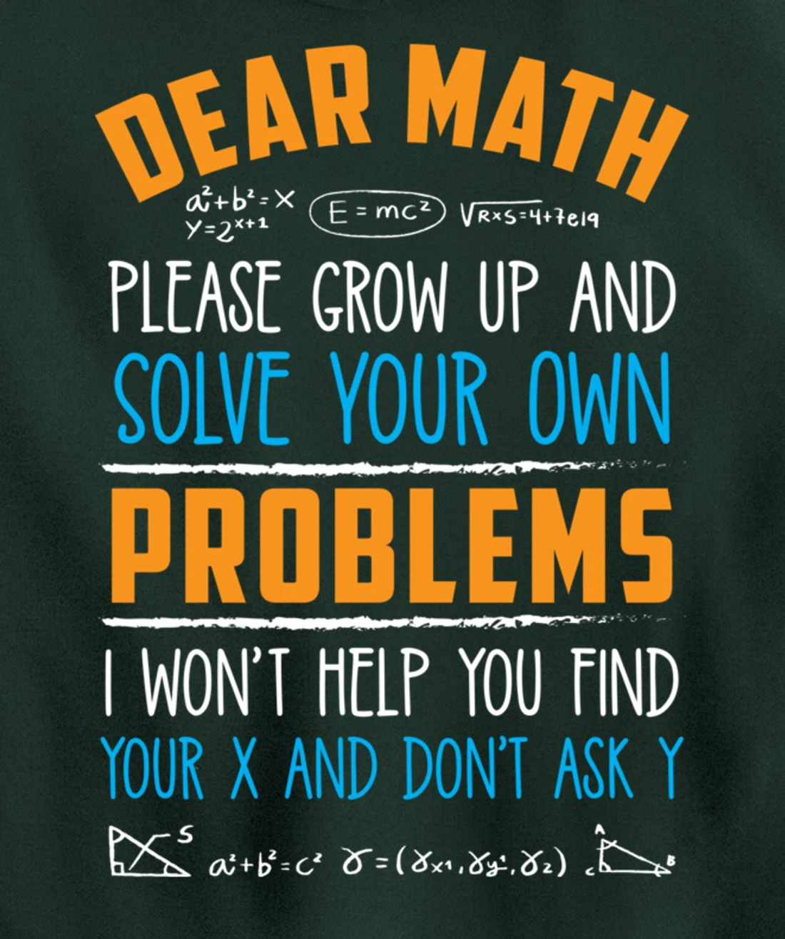 Dear Math Grow Up And Solve Your Own Problems Pullover Hoodie