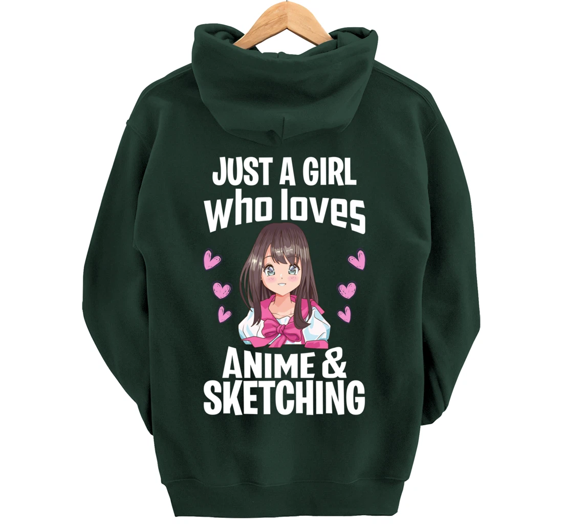 Funny Anime Gifts Just A Girl Who Loves Anime And Sketching Pullover Hoodie