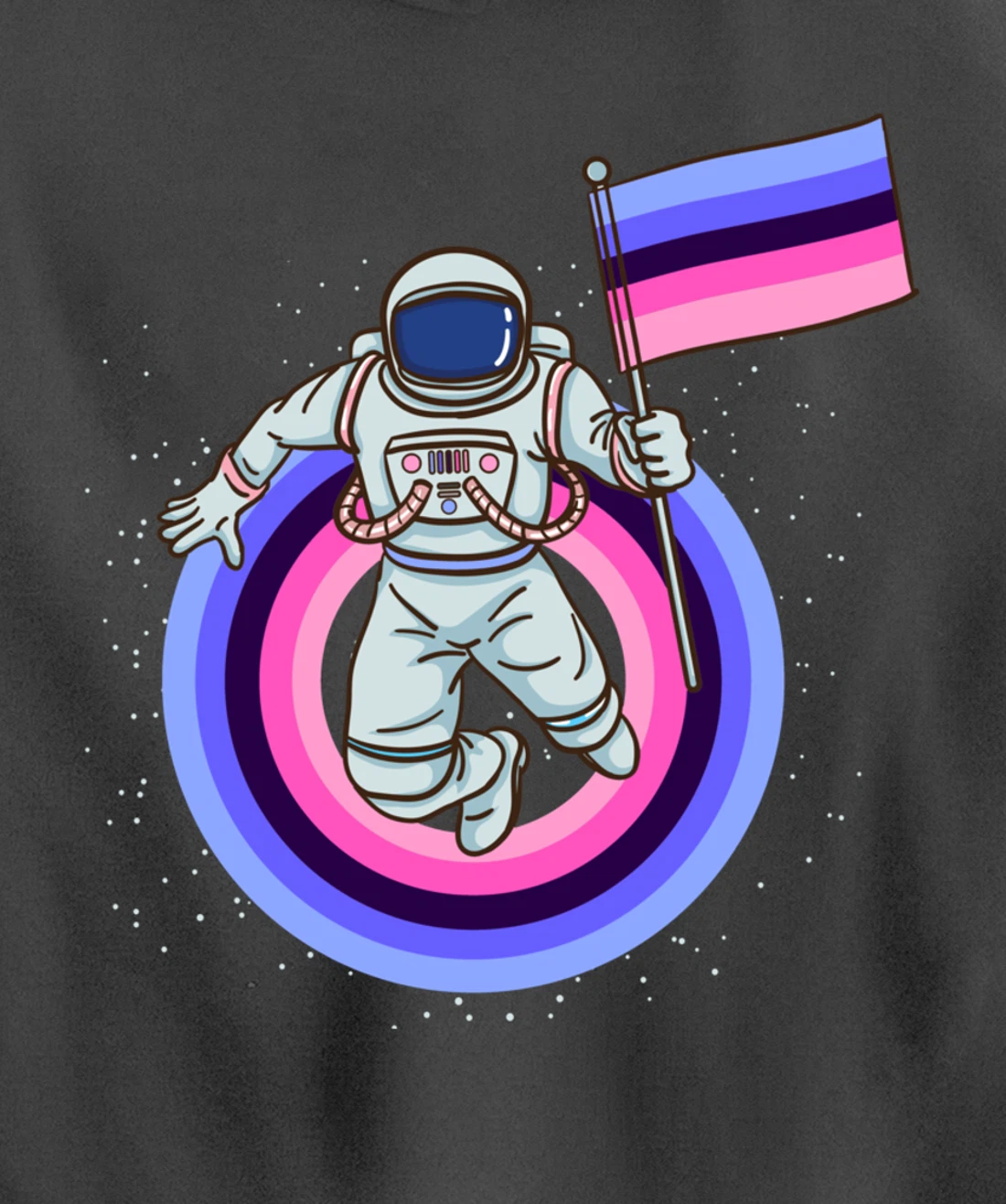 Astronaut With Omnisexual Pride Flag Pullover Hoodie