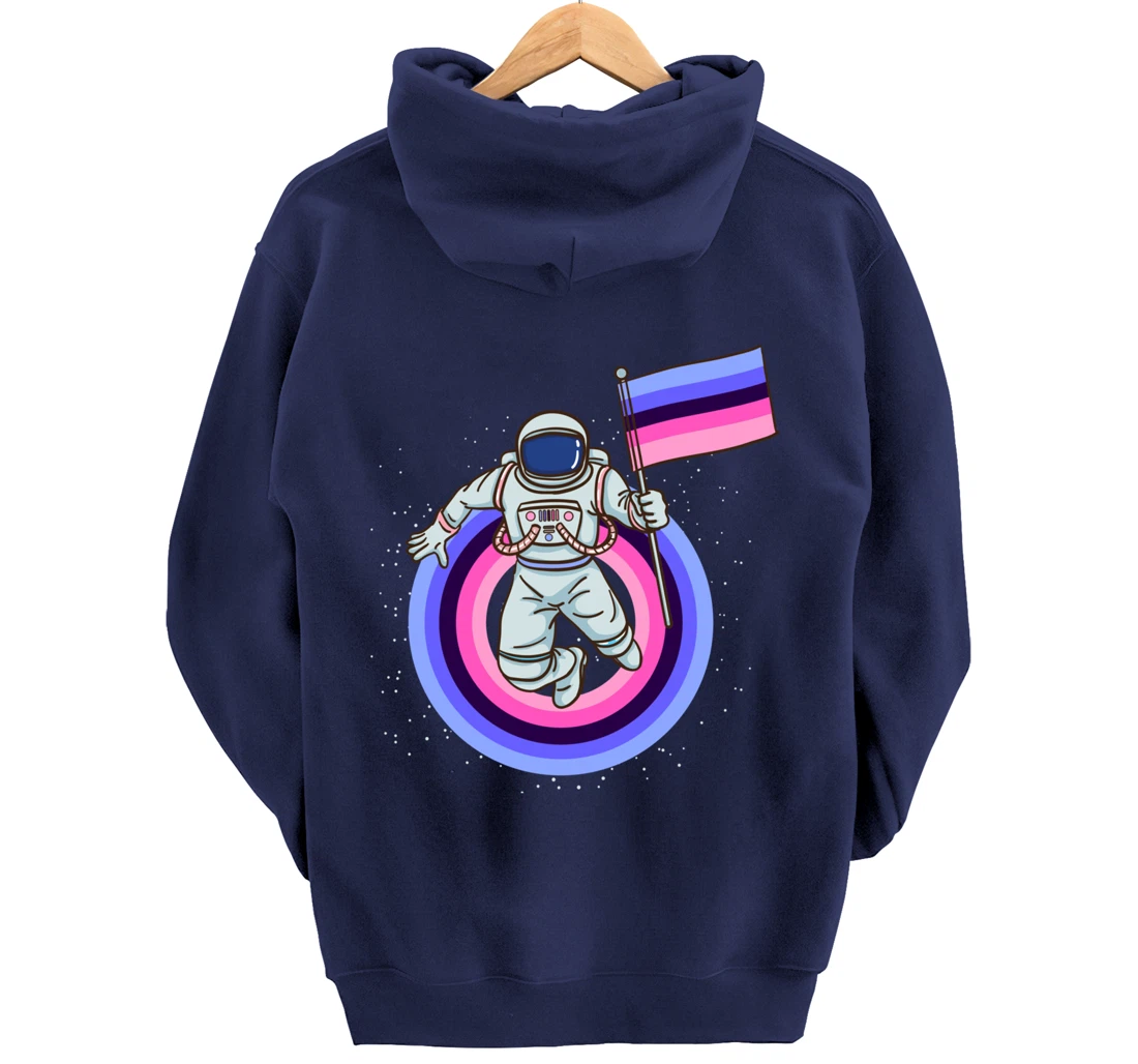 Astronaut With Omnisexual Pride Flag Pullover Hoodie