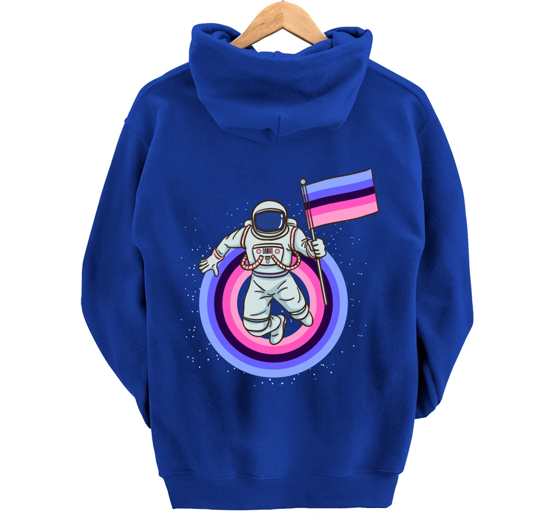 Astronaut With Omnisexual Pride Flag Pullover Hoodie