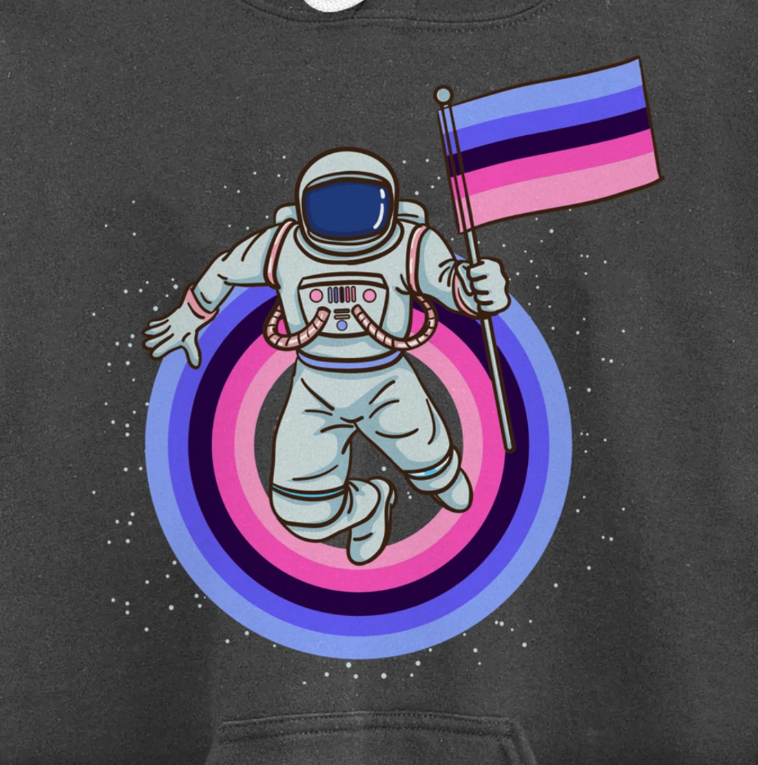 Astronaut With Omnisexual Pride Flag Pullover Hoodie