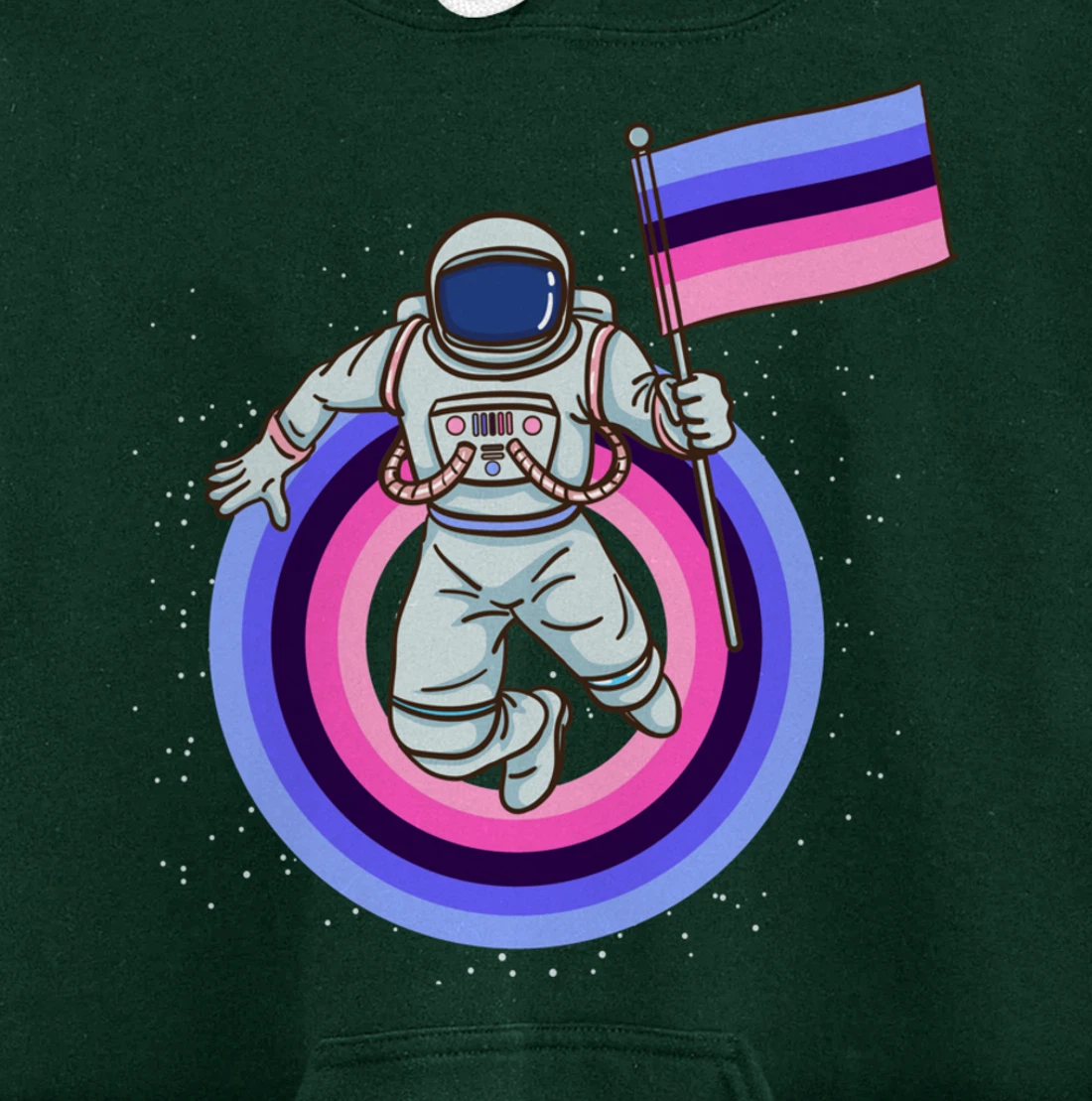 Astronaut With Omnisexual Pride Flag Pullover Hoodie