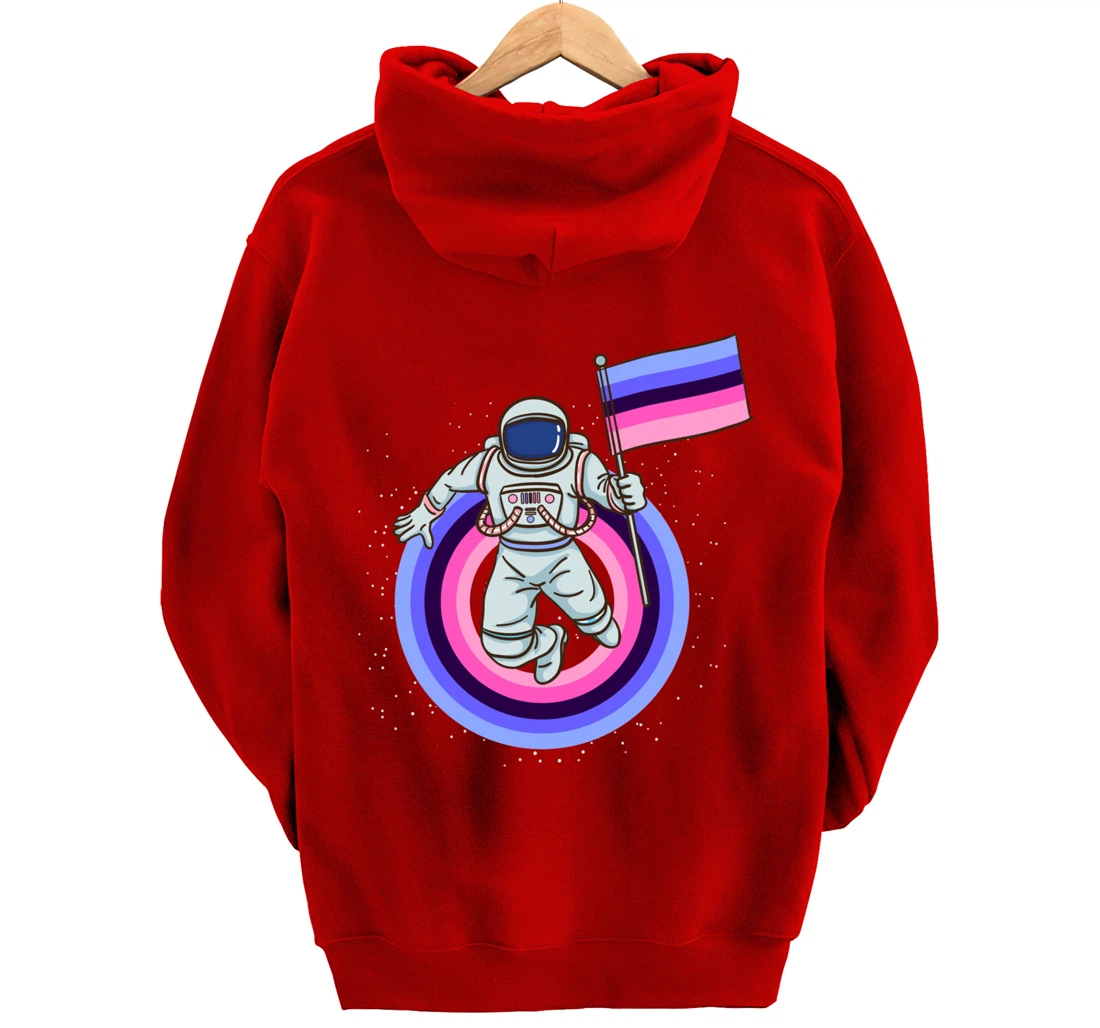 Astronaut With Omnisexual Pride Flag Pullover Hoodie