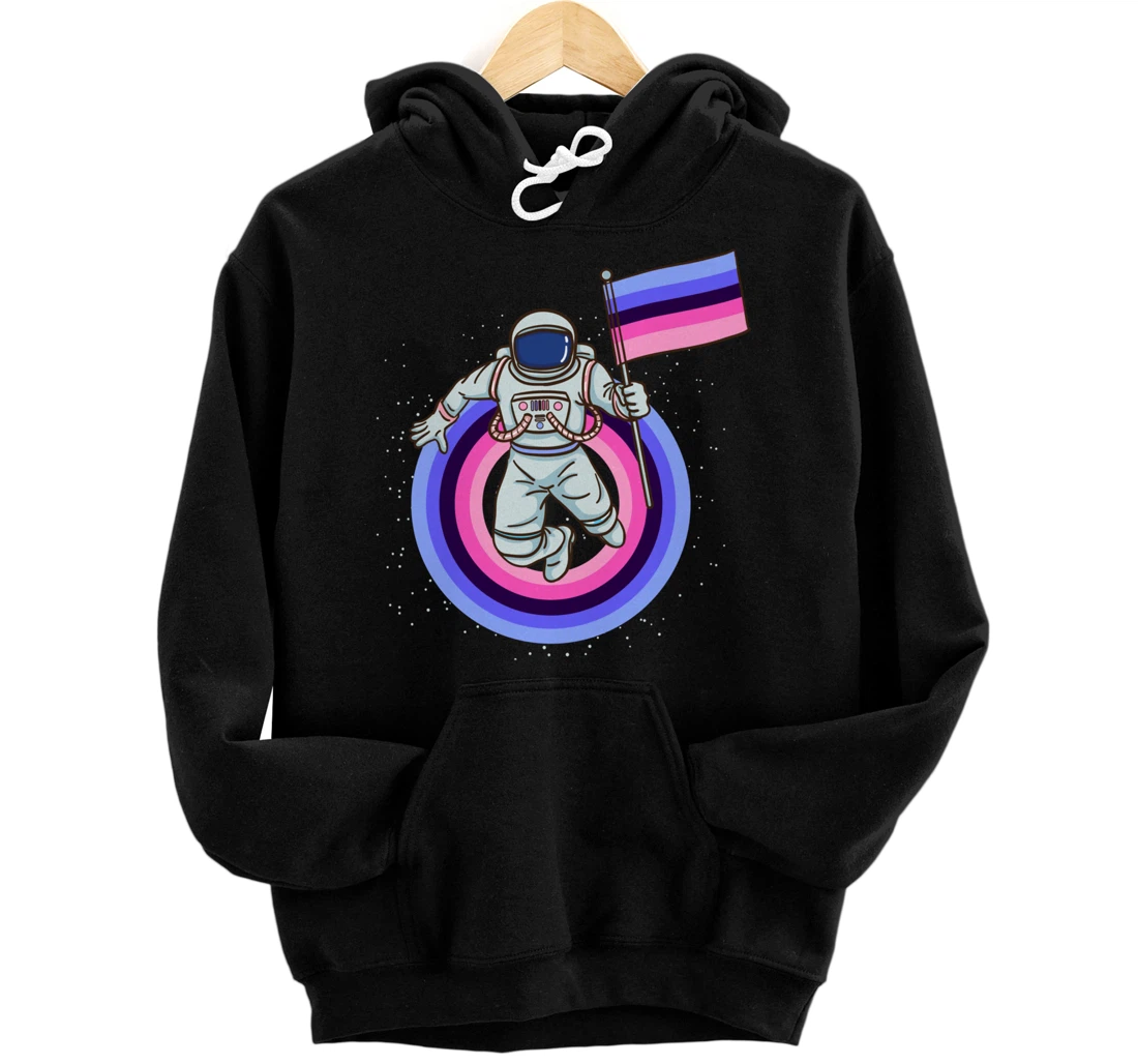 Astronaut With Omnisexual Pride Flag Pullover Hoodie