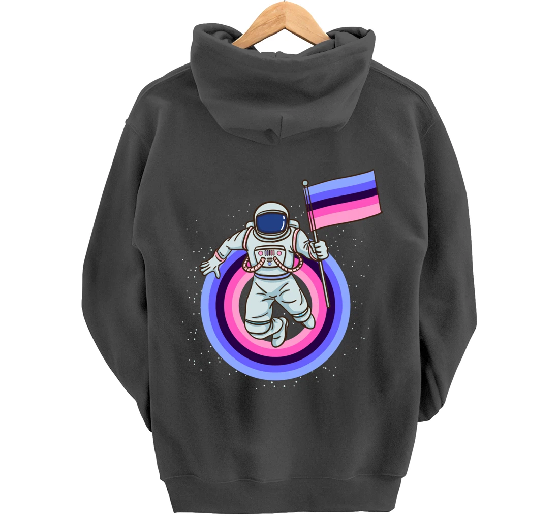 Astronaut With Omnisexual Pride Flag Pullover Hoodie