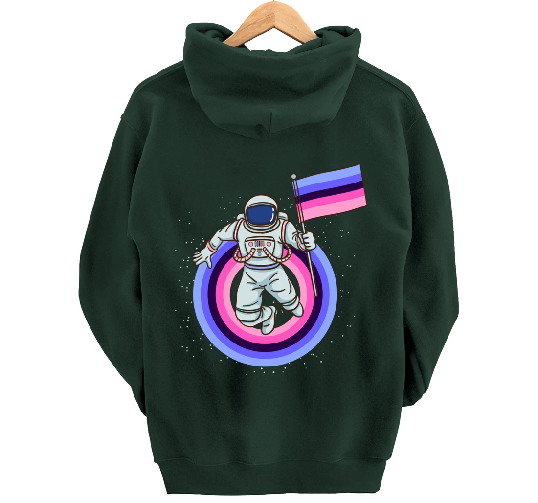 Astronaut With Omnisexual Pride Flag Pullover Hoodie