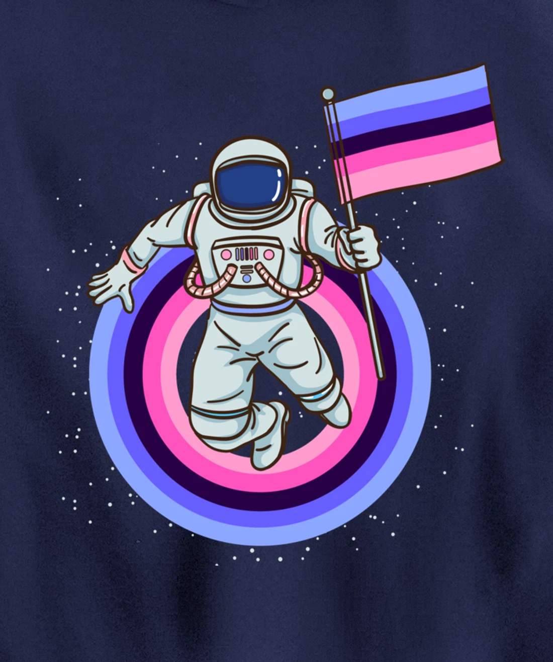 Astronaut With Omnisexual Pride Flag Pullover Hoodie