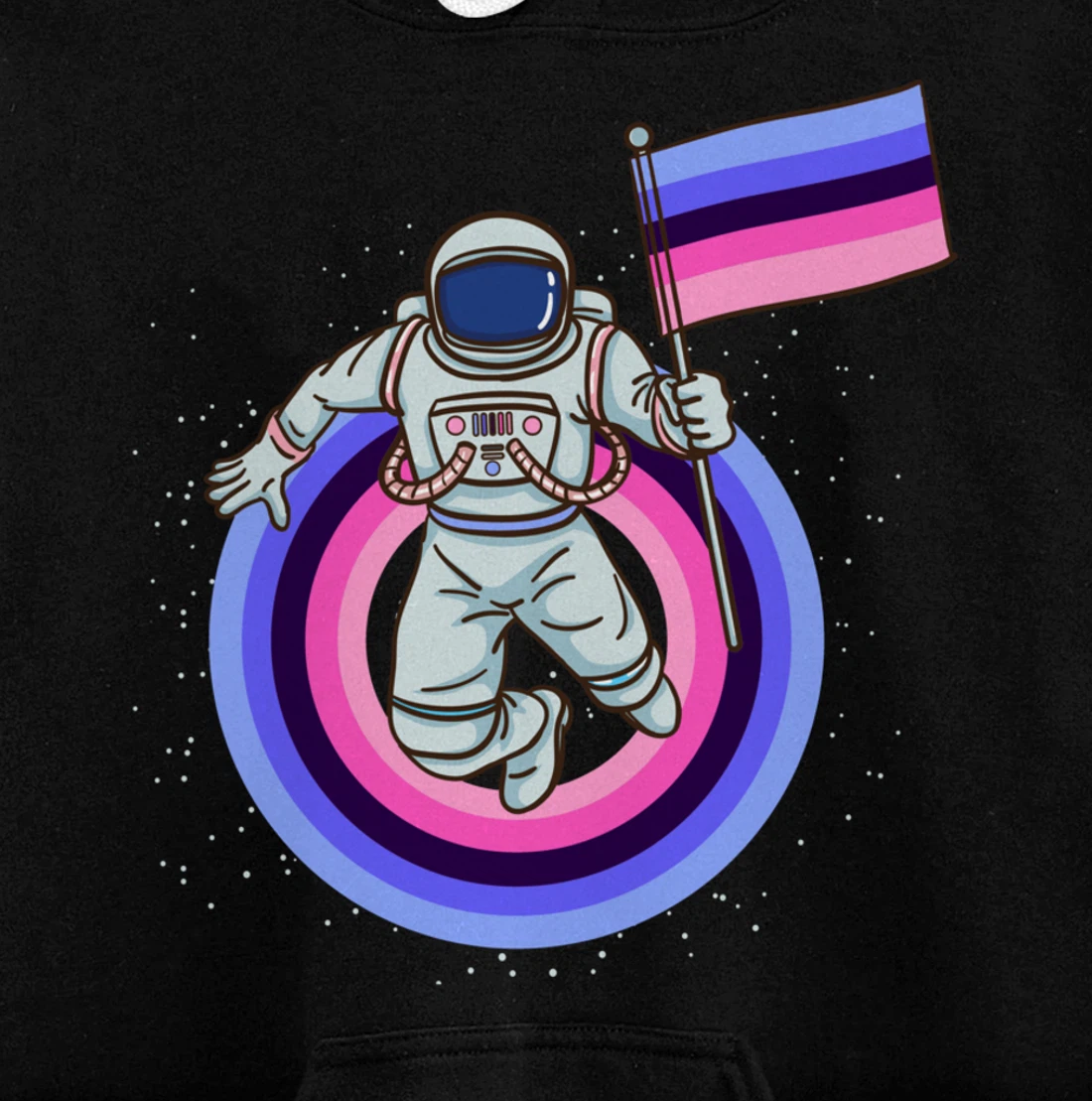 Astronaut With Omnisexual Pride Flag Pullover Hoodie