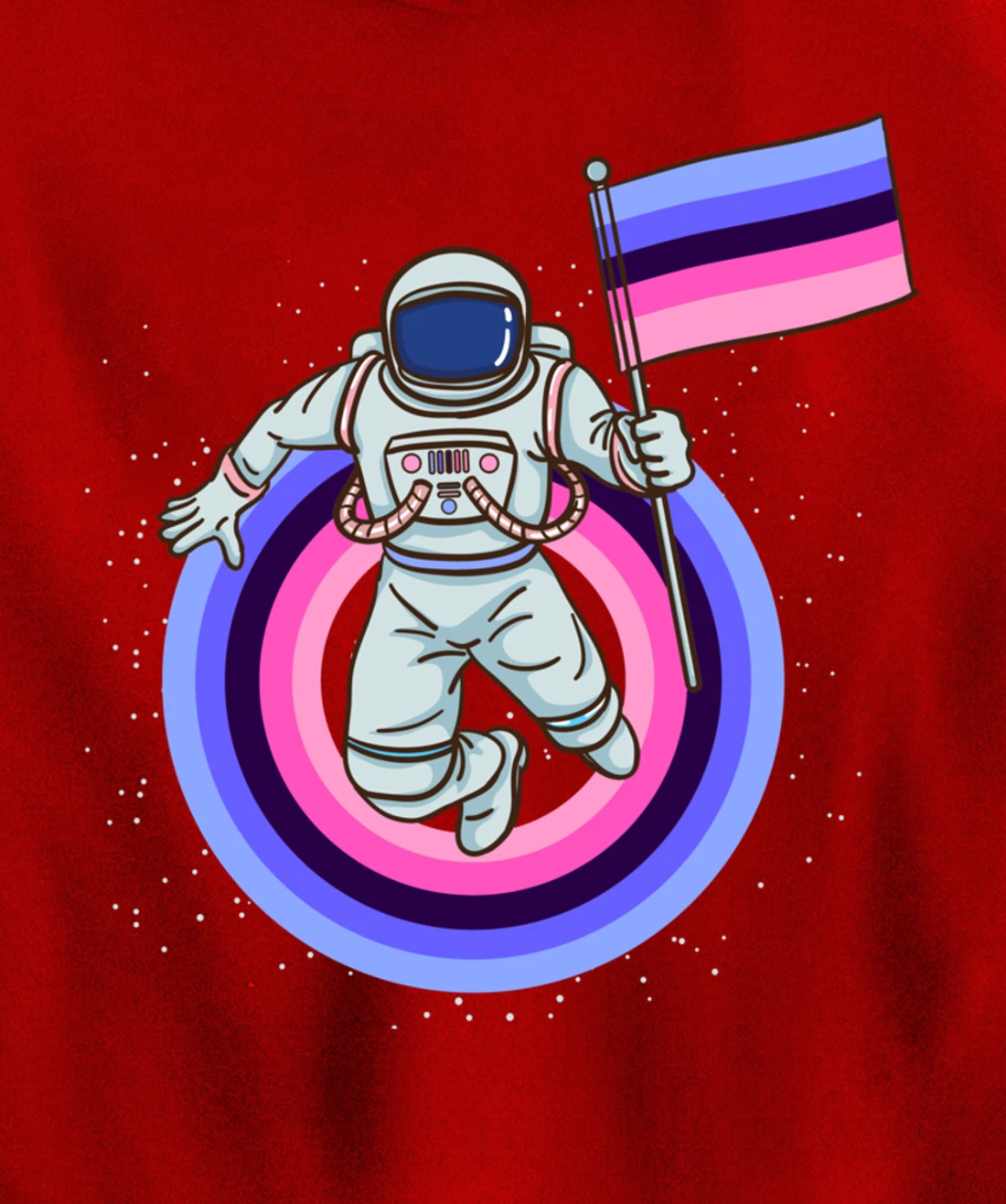 Astronaut With Omnisexual Pride Flag Pullover Hoodie
