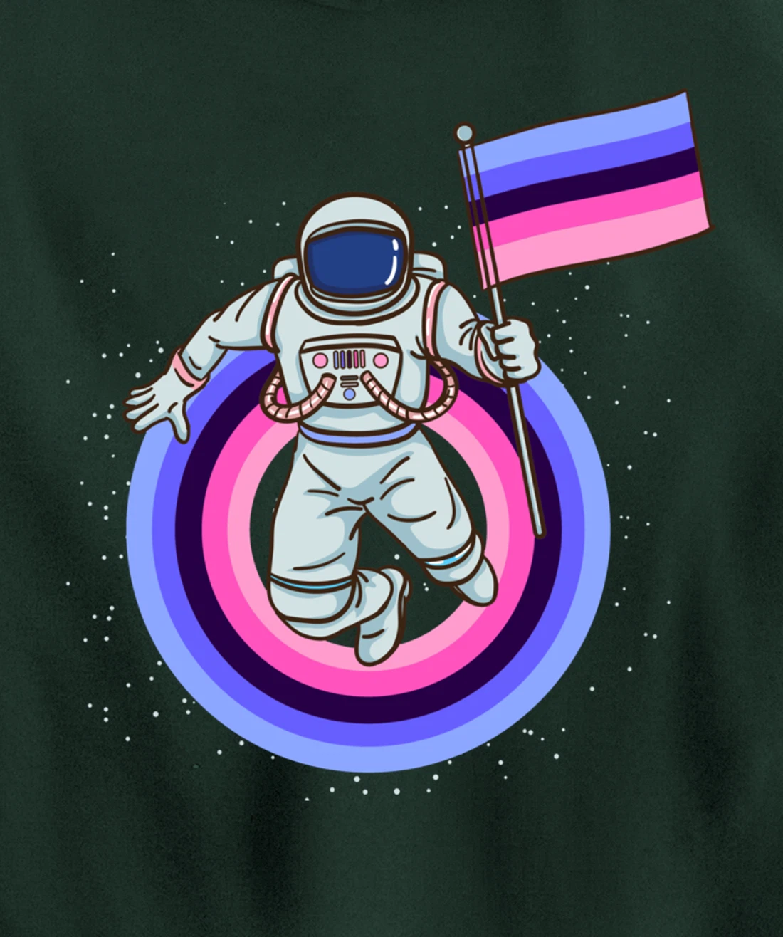 Astronaut With Omnisexual Pride Flag Pullover Hoodie