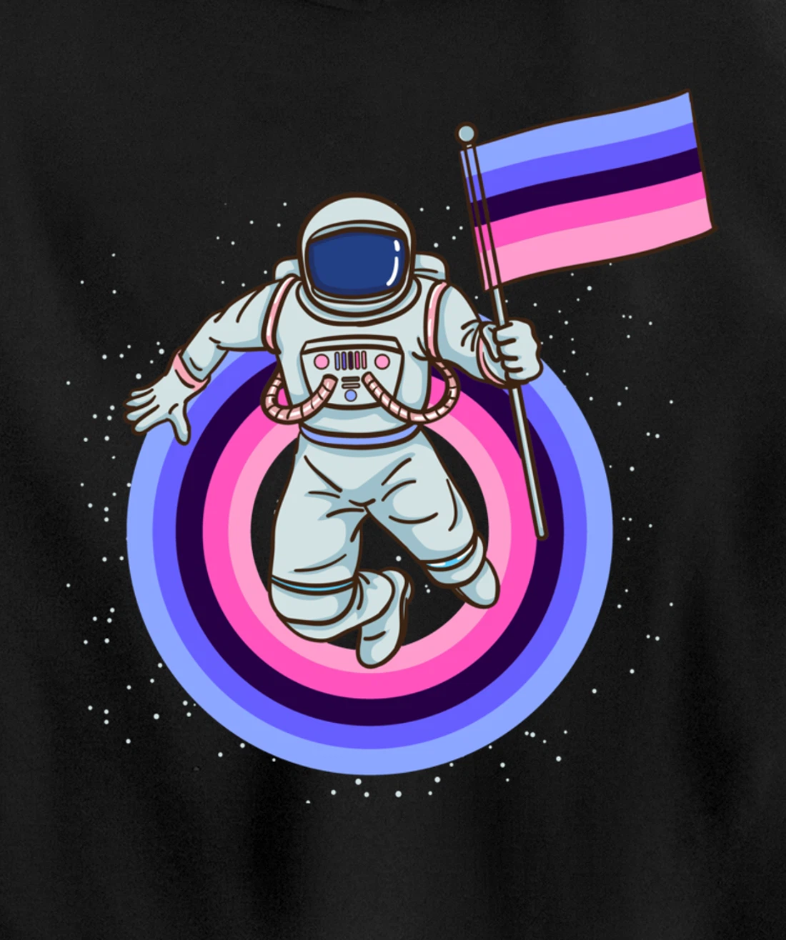 Astronaut With Omnisexual Pride Flag Pullover Hoodie