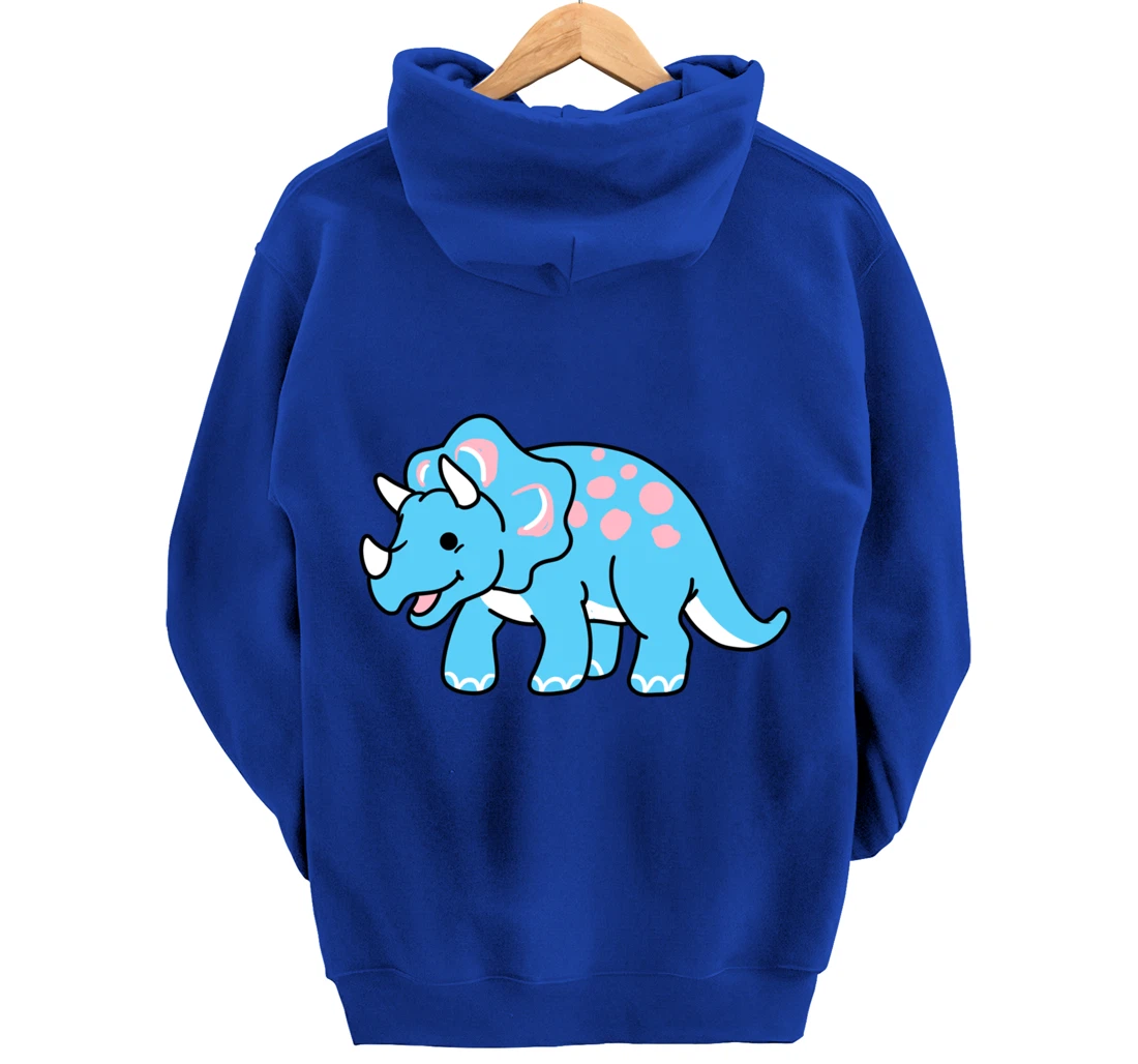 Trans Pride Triceratops Transgender Gift Pullover Hoodie