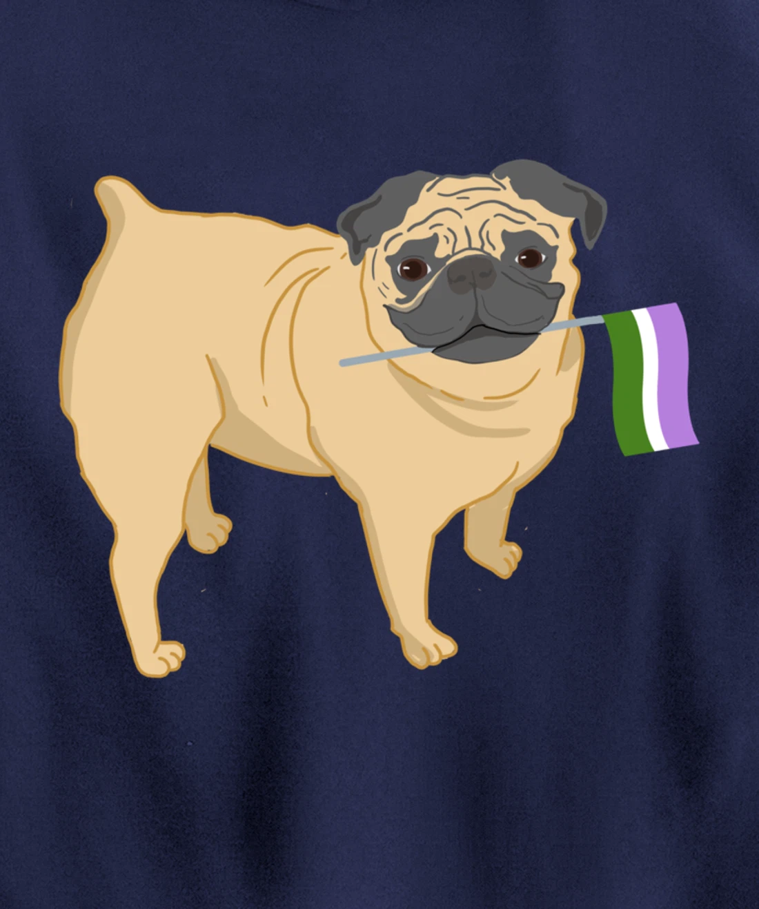 Pug With Genderqueer Pride Flag Pullover Hoodie