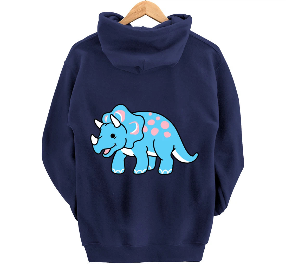 Trans Pride Triceratops Transgender Gift Pullover Hoodie
