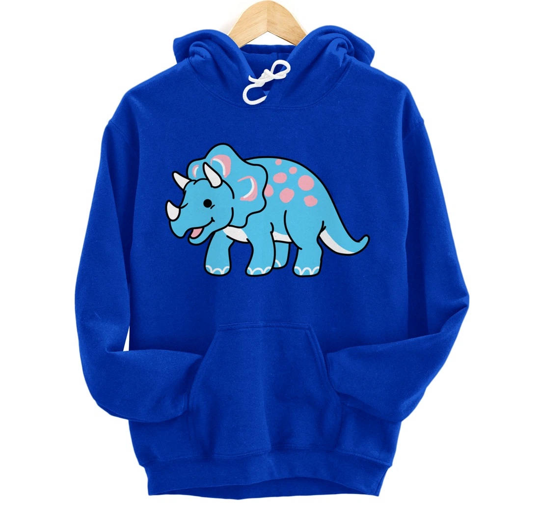 Trans Pride Triceratops Transgender Gift Pullover Hoodie