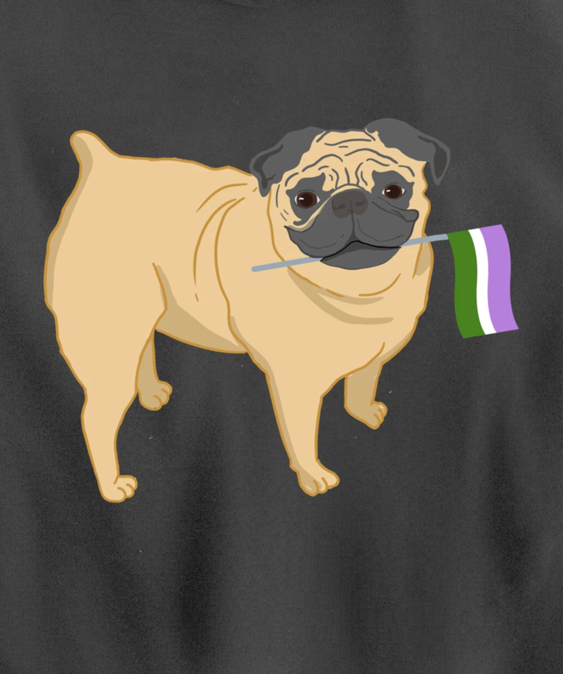 Pug With Genderqueer Pride Flag Pullover Hoodie