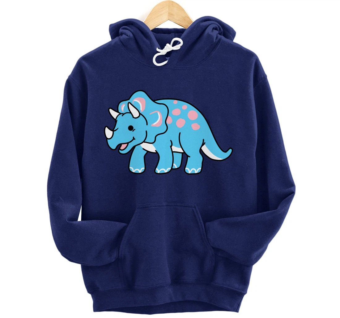 Trans Pride Triceratops Transgender Gift Pullover Hoodie
